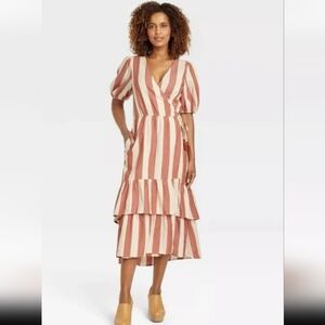 Knox Rose Striped V-Neck Midi Dress